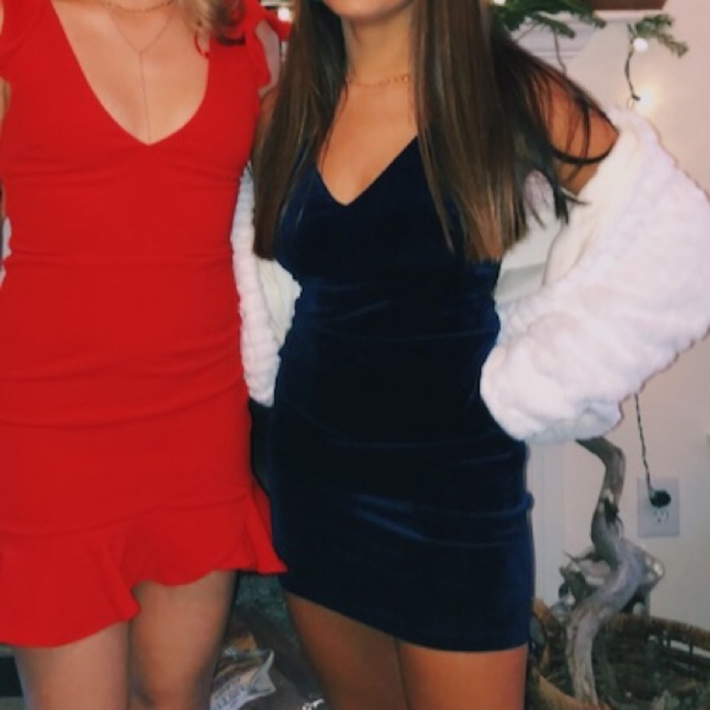 B. Darlin velvet navy blue dress w/ lace